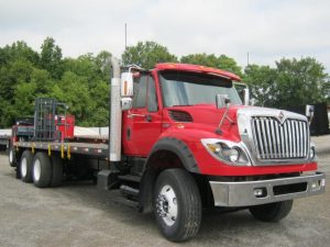 2013 International WorkStar 7600 Flatbed Princeton Piggyback Forklift/Moffett Truck for sale