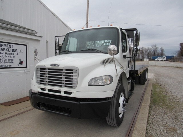 2017 Freightliner M2 Flatbed Moffett Truck With Automatic Transmission And Princeton Piggyback EZ Forklift Mounting Kit For Sale stk 4133